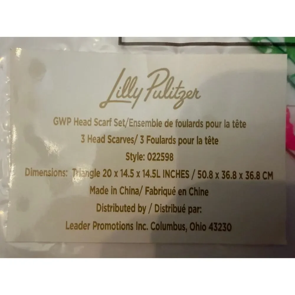 Lilly Pulitzer Head Scarves-set of 3 Burst of Joy Collection BRAND NEW with Tags